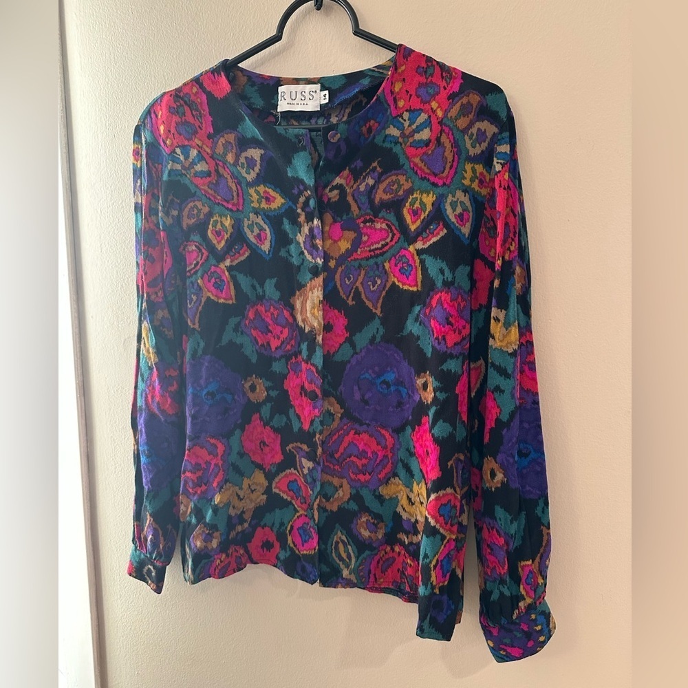 Vintage 80’s Russ Floral Blouse Size 14